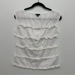 Talbots Women's Ruffle Sleeveless Tank Top in White